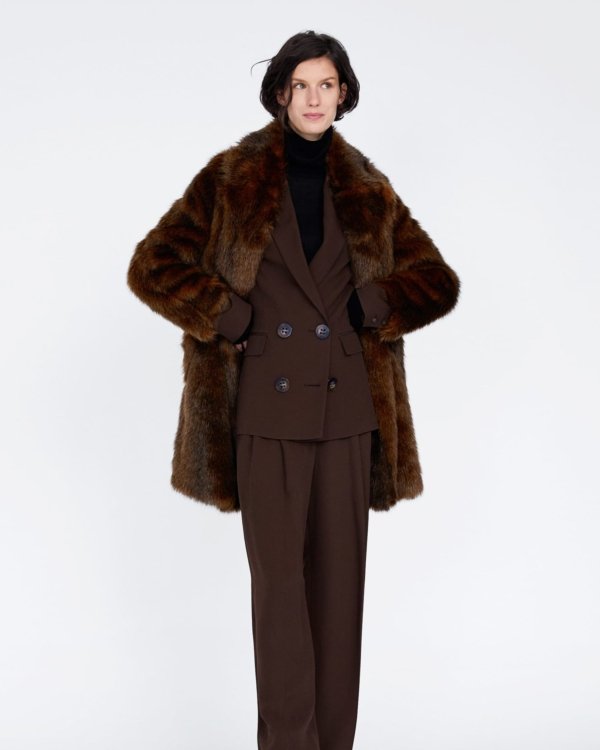 Contrast Faux Fur Jacket